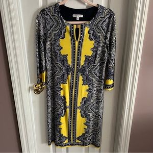 Navy Blue & Yellow Dress